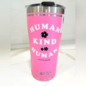 Life Is Good Pink Stainless Tumbler 20 oz Human Kind. Made By Tervis
